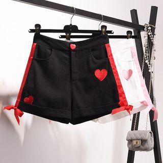 Heart Embroidery Denim Shorts
