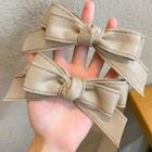 Ribbon Faux Leather Hair Clip Beige - One Size