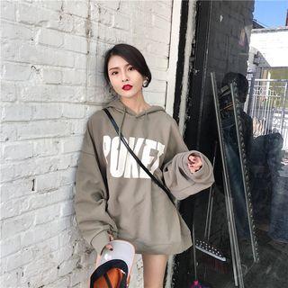 Long Sleeve Printed Hoodie Green - One Size
