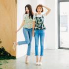 Linen Sleeveless Flower-print Top