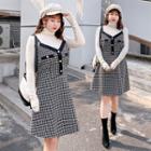 A-line Mini Tweed Pinafore Dress