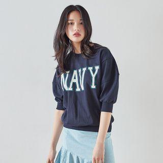 Puff-sleeve Lettering Top