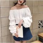 Off Shoulder Tiered Sleeve Blouse