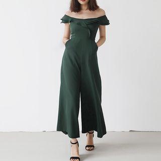 Off-shoulder Ruffle Wide Leg Jumpsuit