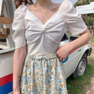 Twisted Short-sleeve Blouse