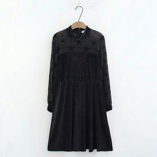 Star Pattern Long-sleeve A-line Dress