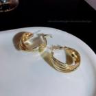 Layered Alloy Hoop Earring 1 Pair - 925silver Earring - One Size