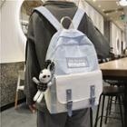 Gingham Buckled Rabbit Charm Canvas Backpack