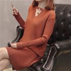 Long-sleeve Hoop Accent Rib Knit Dress