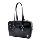 Flower Embroidered Faux Leather Carryall Bag
