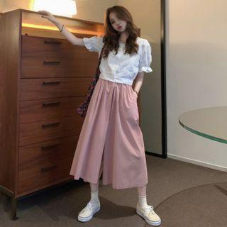 Short-sleeve Top / Cropped Wide Leg Pants