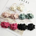 Fabric Flower Alloy Hoop Earring