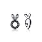 925 Sterling Silver Simple And Cute Rabbit Carrot Cubic Zircon Earrings Silver - One Size