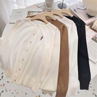 Long-sleeve Round Neck Embroidered Cardigan