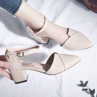 Patent Pointed-toe Block Heel Dorsays