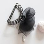Faux Pearl Mesh Hair Clamp Black - One Size