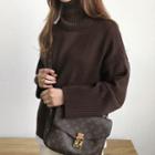 High-neck Drop-shoulder Oversized Sweater