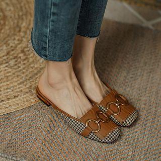 Low-heel Houndstooth Mules
