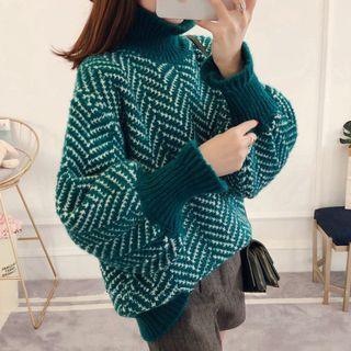 Mock-neck Chevron Sweater