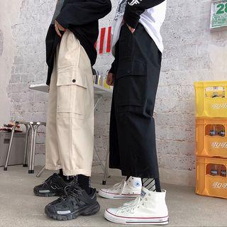 Side-pocket Straight-cut Cropped Cargo Pants