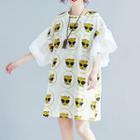 Leopard Print Organza-sleeve T-shirt Dress