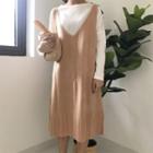 Long-sleeve T-shirt / Strappy Knit Midi Dress