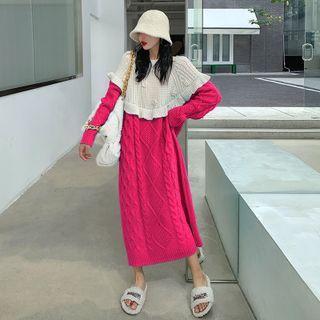 Ruffled Oversized Cable Knit Dress