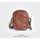 Genuine Leather Crossbody Bag Red Brown - One Size