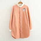 Cat Embroidered Corduroy Long Shirt