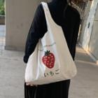 Strawberry Print Canvas Shopper Bag Off-white - One Size