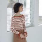 Striped Knit Top Stripe - Coffee - One Size