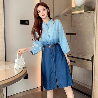 Gradient Denim Shirt Dress