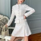 Set: Tweed Jacket + Mini Tweed A-line Skirt
