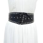 Studded Faux Leather Wide Belt Black - One Size
