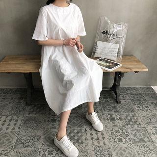 Round-neck Short-sleeve Long Dress
