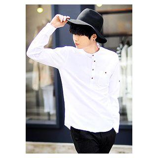 Mandarin-collar Placket Top