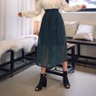 Pattern Chiffon Long Pleat Skirt