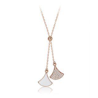 925 Sterling Silver Plated Rose Gold Mini Skirt Necklace With Austrian Element Crystal Rose Gold - One Size