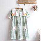 Applique Collar Gingham Short-sleeve Dress