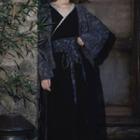 Long-sleeve Dress / Open Front Jacket / Waist Belt / Set