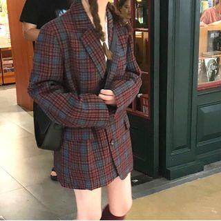 Plaid Loose-fit Blazer / Skirt