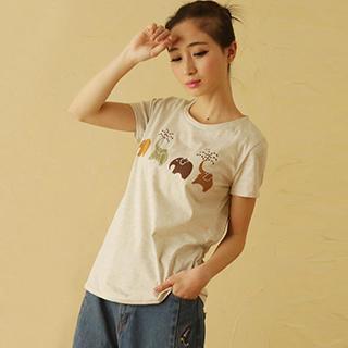 Short-sleeve Elephant Pattern T-shirt