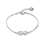 Simple And Fashion Infinity Symbol Bracelet With Cubic Zirconia Silver - One Size