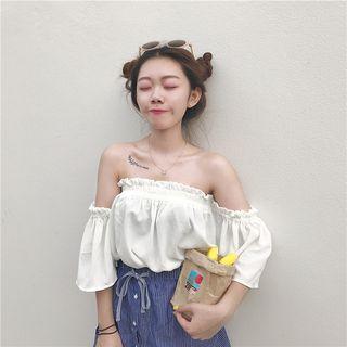 Ruffled Off-shoulder 3/4 Sleeve Top