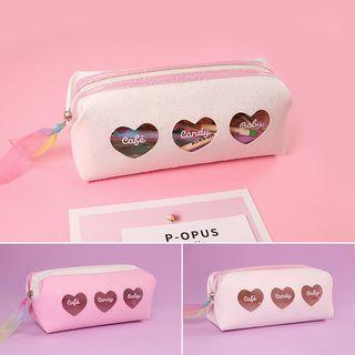 Heart Faux Pearl Makeup Pouch