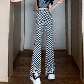 Checker Print Wide Leg Pants (various Designs)