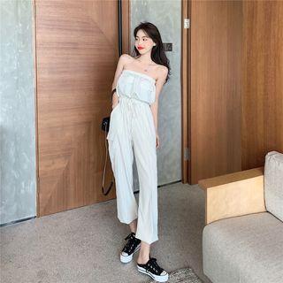Off Shoulder Plain Sleeveless Jumpsuit