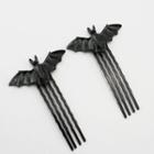 Set Of 2: Bat Hair Clip Black - One Size