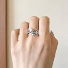 925 Sterling Silver Leaf Open Ring K685 - Silver - One Size