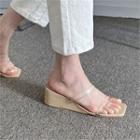 Clear-strap Wedge-heel Mules